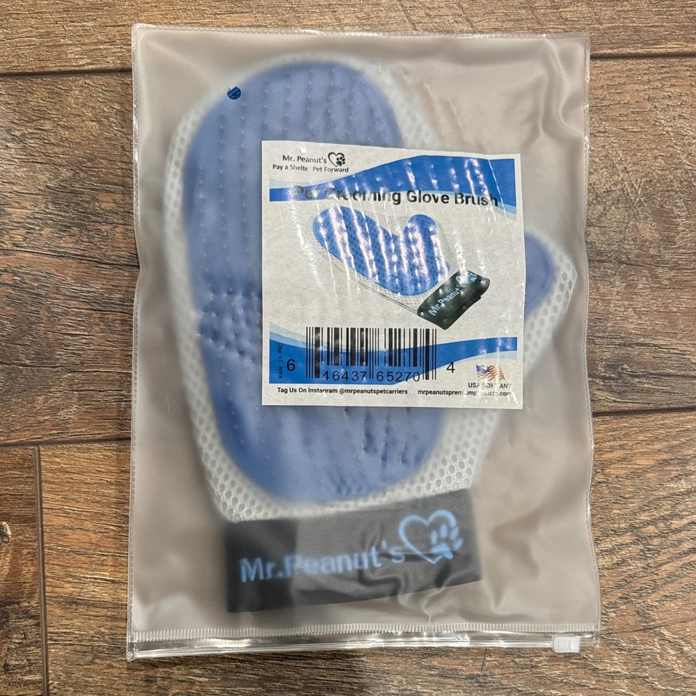 Blue Grooming Glove Brush for Dogs